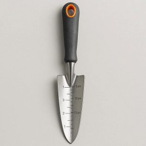 Narrow Transplanter Trowel for Small Pots and Tight Spaces Scale Marked Hand Shovel with Non Slip Grip for Accurate Gardening and Planting