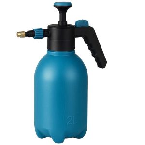 Pump Pressure Garden Sprayer 2L Handheld Mist Sprayer with Adjustable Brass Nozzle for Lawn Cleaning and Fertilizing Heavy Duty Plastic Blue