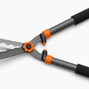 Hedge Shears with Wavy Blade for Grass and Bush Trimming 23 Inch Garden Manual Clippers with Tension Adjustment and Shock Absorbing Bumpers
