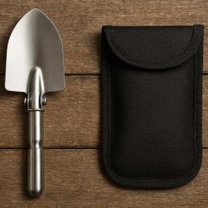 Folding Hand Trowel for Camping and Hiking Portable Stainless Steel Shovel with Carrying Pouch for Outdoor Survival and Small Garden Tasks