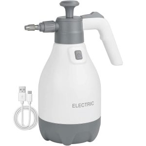 Battery Operated Electric Plant Sprayer 2L Automatic Handheld Garden Water Bottle with USB Rechargeable Battery and Adjustable Spray Nozzle White